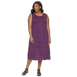 Kohl's Croft & Barrow Navy Color Dash Print Challis Midi Dress in PXL